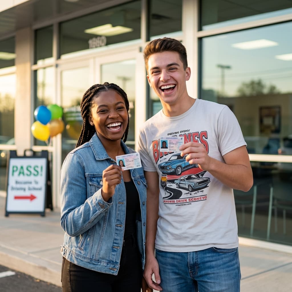 Glückliche Fahrschüler